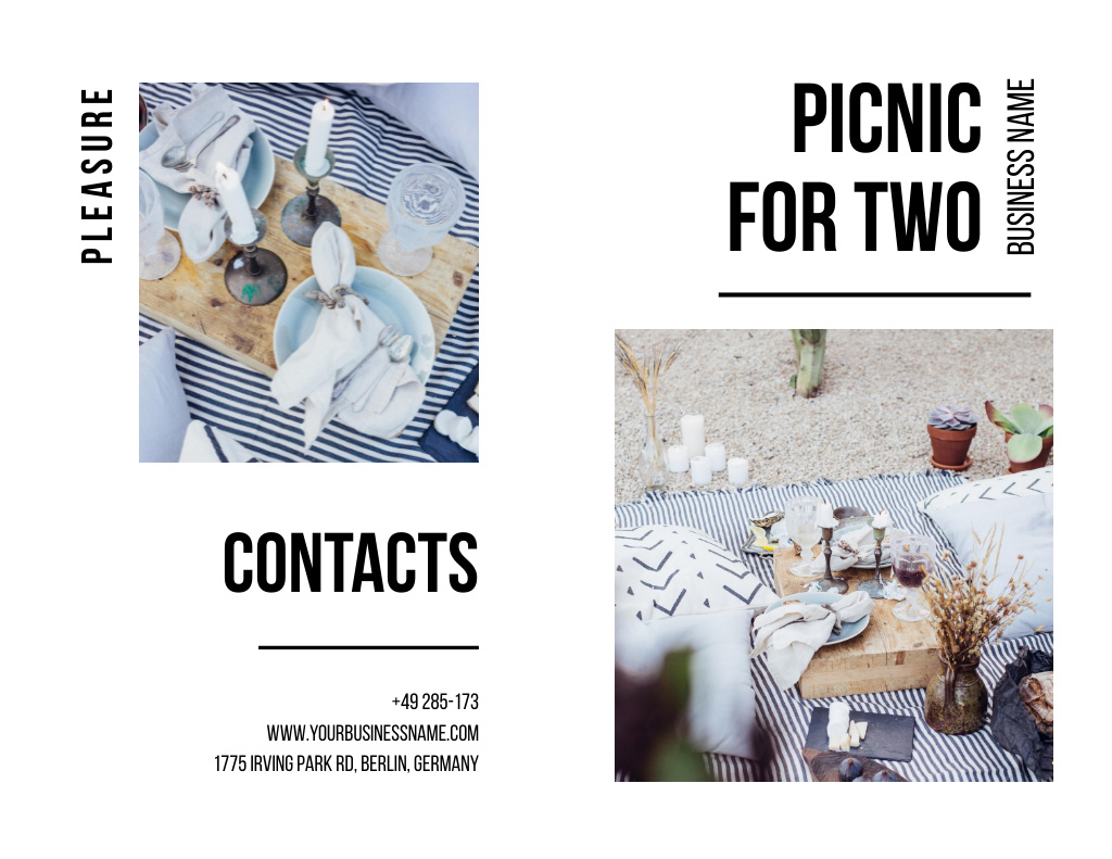 Romantic Picnic For Pair Promotion In White Brochure 8.5x11in Bi-fold Šablona návrhu
