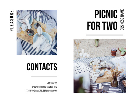 Happy Couple on Romantic Picnic Brochure 8.5x11in Bi-fold Design Template