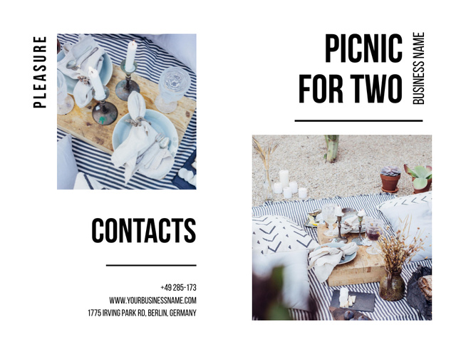 Romantic Picnic For Pair Promotion In White Brochure 8.5x11in Bi-foldデザインテンプレート