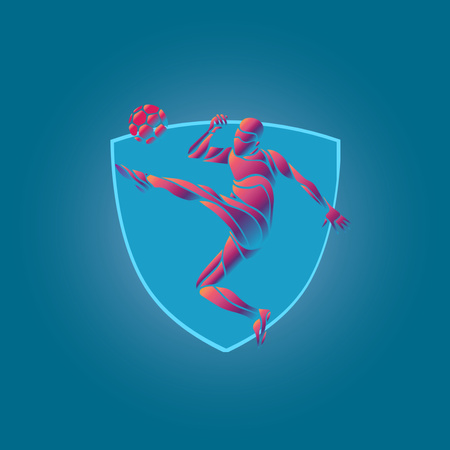Emblem with Football Player In Motion Logo 1080x1080px Design Template