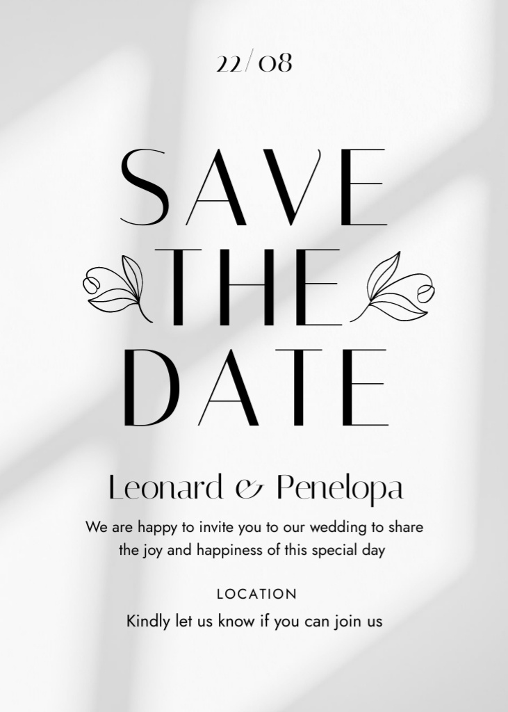 Save the Date Event Announcement with Flowers Illustration Invitation – шаблон для дизайна
