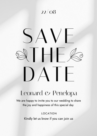 Save the Date Event Announcement with Flowers Illustration Invitation Πρότυπο σχεδίασης