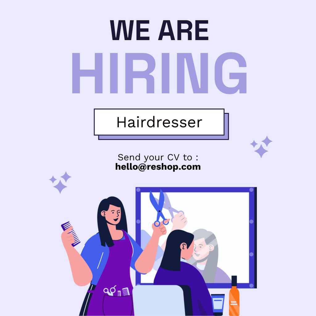 Plantilla de diseño de Hairdresser Vacancy Ad Instagram 