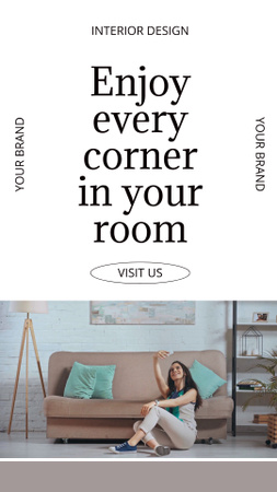Woman taking Photo in Stylish Room Instagram Video Story Design Template