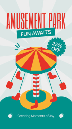 Joyful Moments In Amusement Park With Discount On Pass Instagram Story Design Template