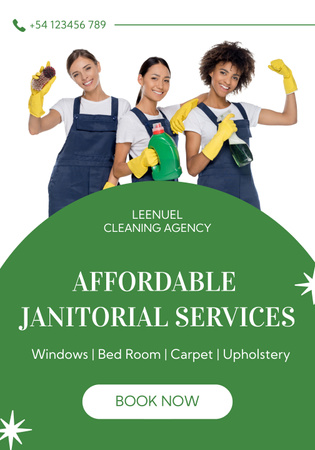 Cleaning Services Ad with Professional Team Poster 28x40in Design Template