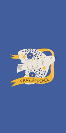 Pigeon with Phrase Pray for Peace in Ukraine Graphic Design Template