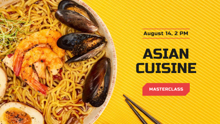 Asian Cuisine Dish with Noodles FB event cover Modelo de Design