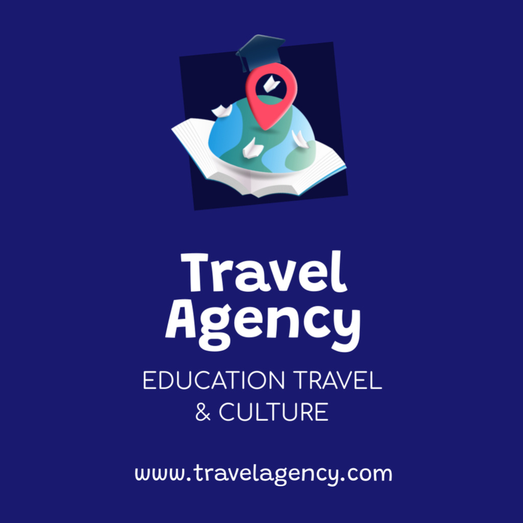 Education Travel Agency Services Offer Square 65x65mm Šablona návrhu