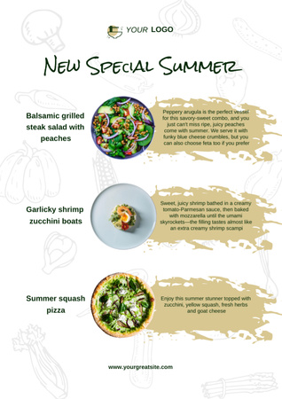Szezonális nyári ételek listája Menu tervezősablon