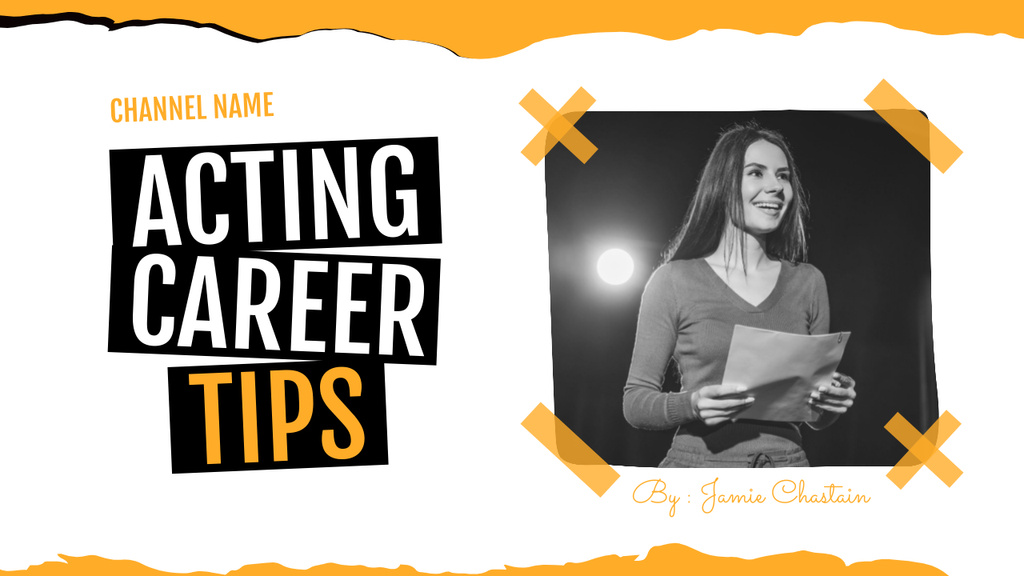 Building Acting Career Tips in Orange Youtube Thumbnail Design Template