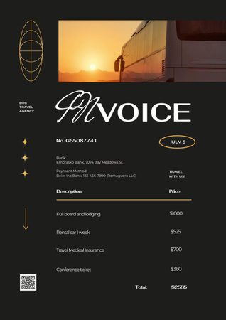 Travel Services Payment Invoice Design Template
