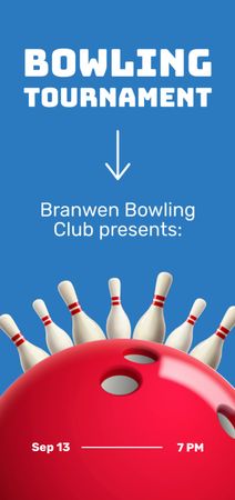 Bowling Event in Club with Pins Flyer DIN Large Design Template
