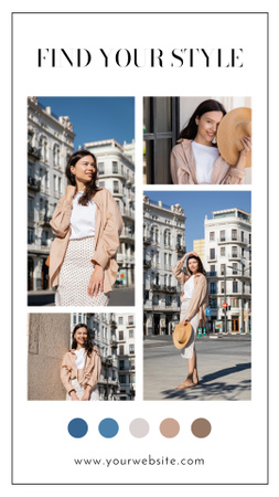 Modèle de visuel Collage avec une belle femme en tenue de mode - Instagram Story