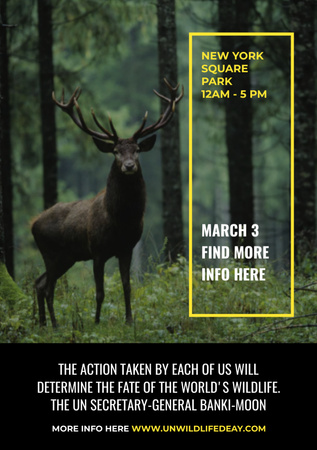 Eco Event Announcement with Wild Deer Flyer A5 Design Template