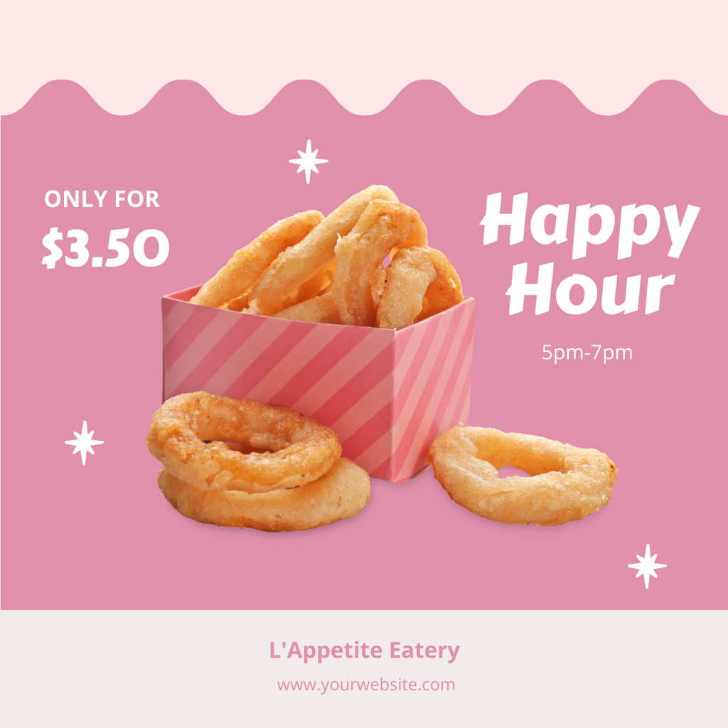 Happy Hour Announcement with Sweet Doughnuts Instagram Tasarım Şablonu