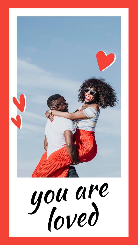 Valentine's Day Holiday Greeting in Red Frame Instagram Story Design Template