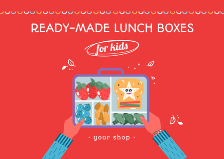 Iskolai élelmiszer hirdetés a piroson Flyer A6 Horizontal tervezősablon