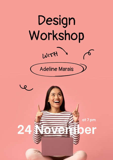 Design Workshop Announcement with Young Woman Flyer A6 Design Template