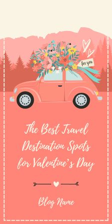 Best Places to Travel on Valentine's Day with Cute Retro Car Graphic Design Template