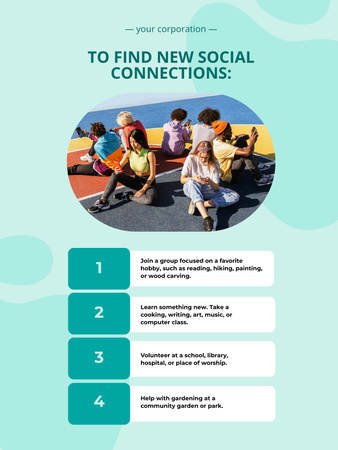 Tips How to Find New Social Connections Poster US Design Template