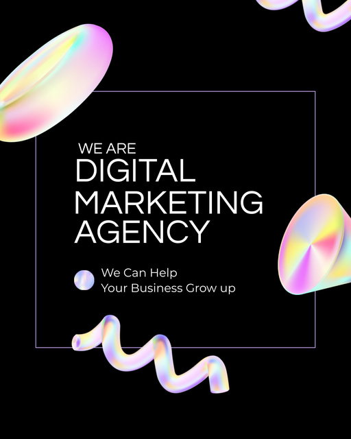 Digital Marketing Agency Services Offer with Geometric Figures Instagram Post Verticalデザインテンプレート