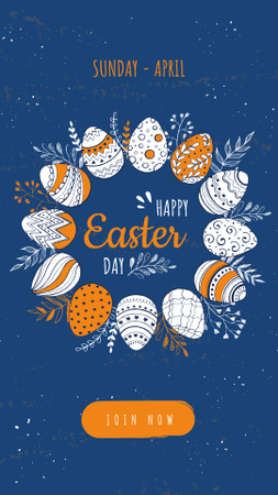 Plantilla de diseño de Colored Easter eggs on blue Instagram Story 
