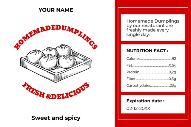 Homemade Dumplings Retail Label – шаблон для дизайна