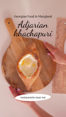 Ontwerpsjabloon van TikTok Video van Offer of Georgian Restaurant with Adjarian Khachapuri