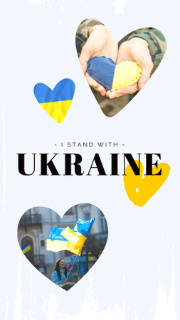 Demonstrating Heartfelt Unity with Ukraine Using Flags Instagram Story Design Template