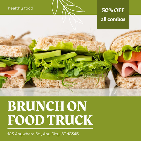 Brunch on Food Truck with Tasty Sandwiches Instagram Design Template