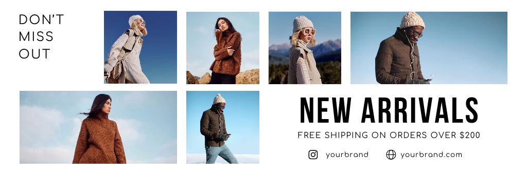 New Arrivals of Winter Fashion Email headerデザインテンプレート