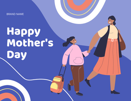 Designvorlage Mutter mit kleiner Tochter am Muttertag für Thank You Card 5.5x4in Horizontal