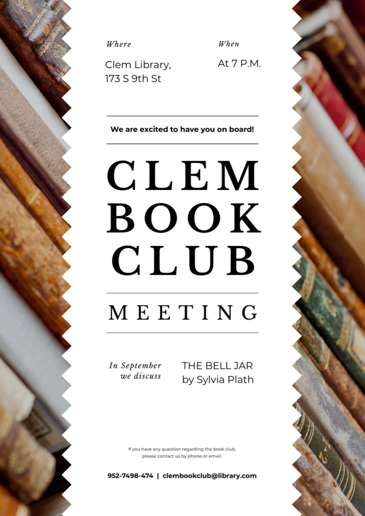 Reading Club Invitation with Books Poster A3 Šablona návrhu