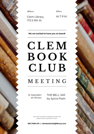 Reading Club Invitation with Books Poster A3 Design Template