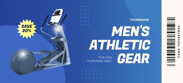Men's Athletic Gear Advertisement in Blue Coupon 3.75x8.25in Šablona návrhu