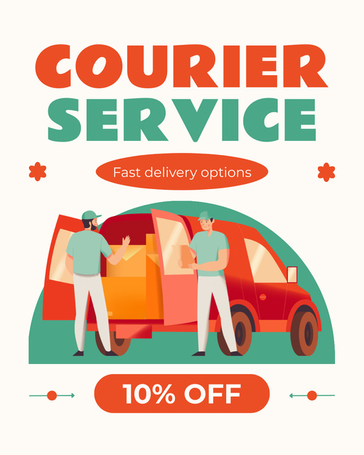 Designvorlage Discount on Fast Courier Services für Instagram Post Vertical