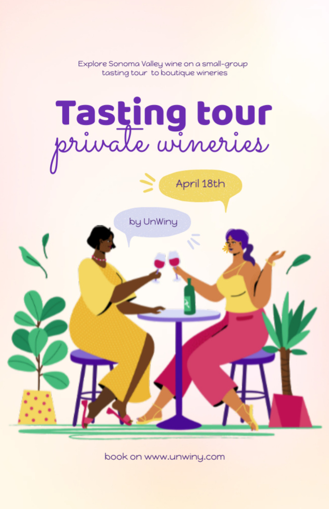 Wine Tasting Tour At Private Wineries Invitation 5.5x8.5in – шаблон для дизайна