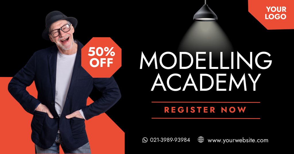 Designvorlage Discount on Training at Model Academy für Facebook AD