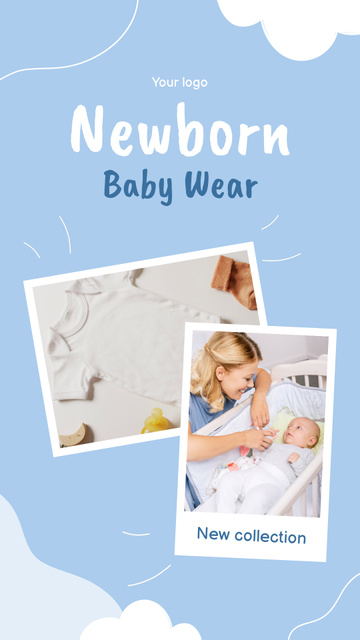 Designvorlage Newborn Baby Wear Offer With Socks für Instagram Video Story