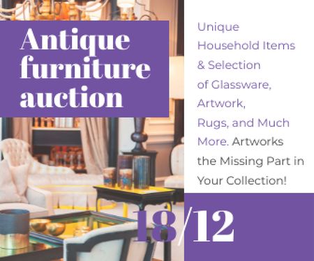 Antique Furniture Auction Vintage Wooden Pieces Large Rectangle Design Template