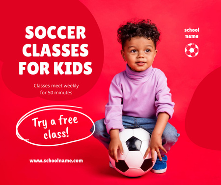 Platilla de diseño Soccer Classes for Kids Ad Facebook