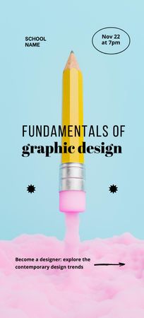 Fundamentals of Graphic Design Workshop woth Pencil Flyer 3.75x8.25in Design Template
