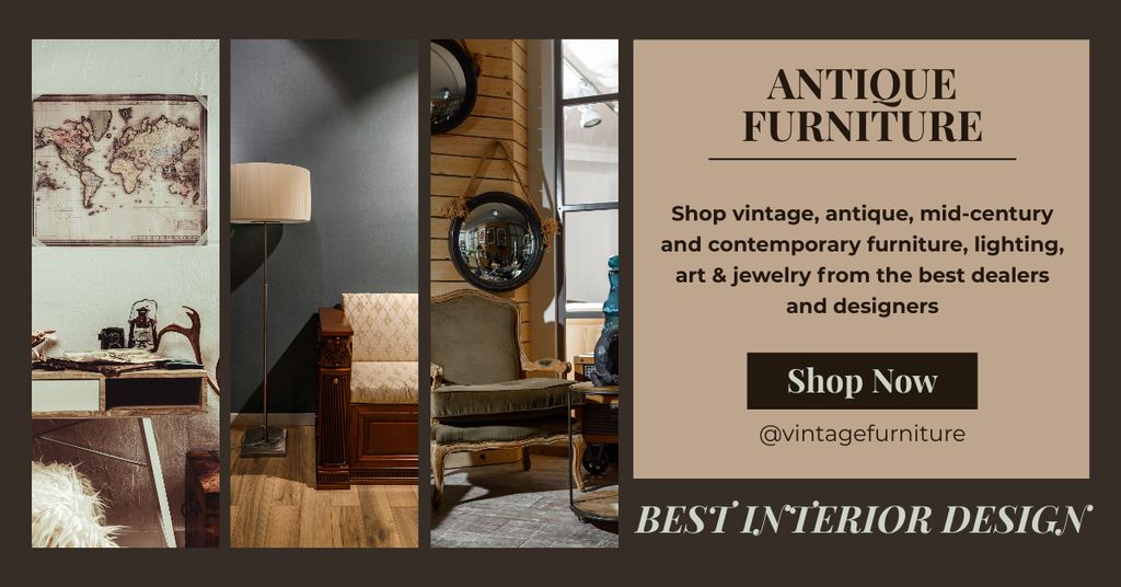 Stylish Interior Design With Antique Furniture Facebook ADデザインテンプレート