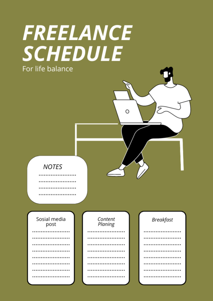 Plantilla de diseño de Freelance Work Schedule Schedule Planner 
