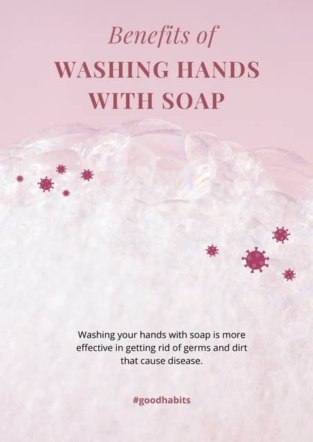 Plantilla de diseño de Recommendations to Wash Your Hands with Soap During Virus Pandemic Poster A3 
