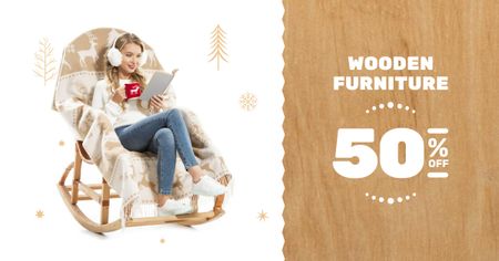 Furniture offer Girl in Armchair Reading Facebook AD tervezősablon