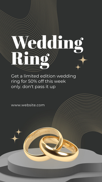 Gold Wedding Rings Sale for Newlyweds Instagram Story Design Template