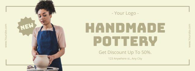 Ontwerpsjabloon van Facebook cover van Discount Offer on Pottery Products