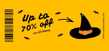 Halloween Sale Announcement with Witch Hat Coupon Din Large Design Template